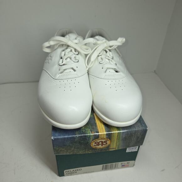 Vtg SAS Shoes Womens 6.5 Free Time White Comfort Walking Made In USA Walking - Picture 4 of 16